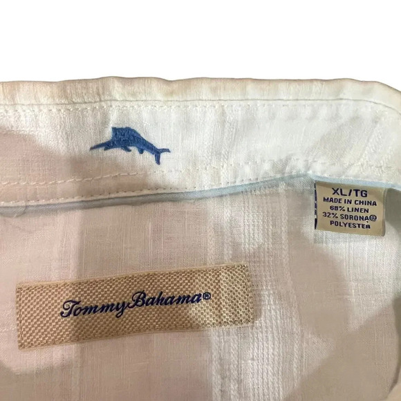 Tommy Bahama Monte Carlo Men's XL Linen‎ White Long Sleeve Button-Up Shirt - Picture 2 of 4